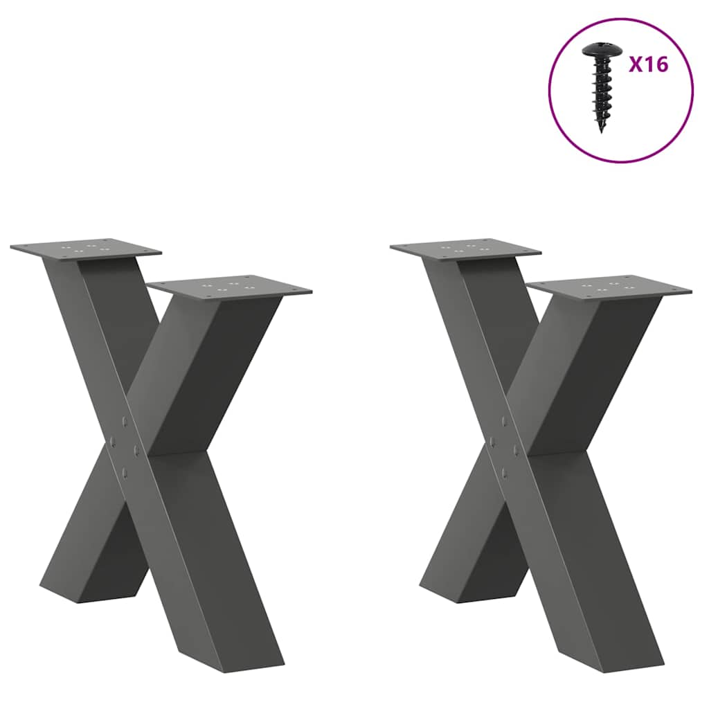 Pieds de table basse forme de X 2 pcs anthracite 50x(42-43) cm Pieds de table vidaXL