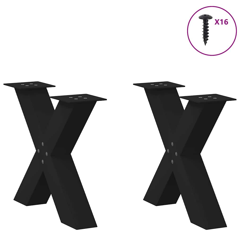 Pieds de table basse forme de X 2 pcs noir 60x(42-43) cm acier Pieds de table vidaXL