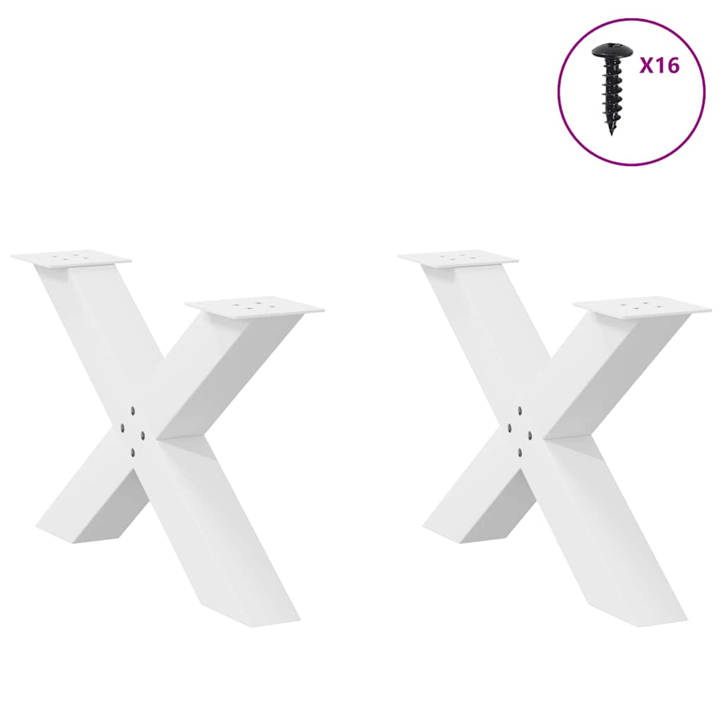 Pieds de table basse forme de X 2 pcs blanc 70x(42-43) cm acier Pieds de table vidaXL