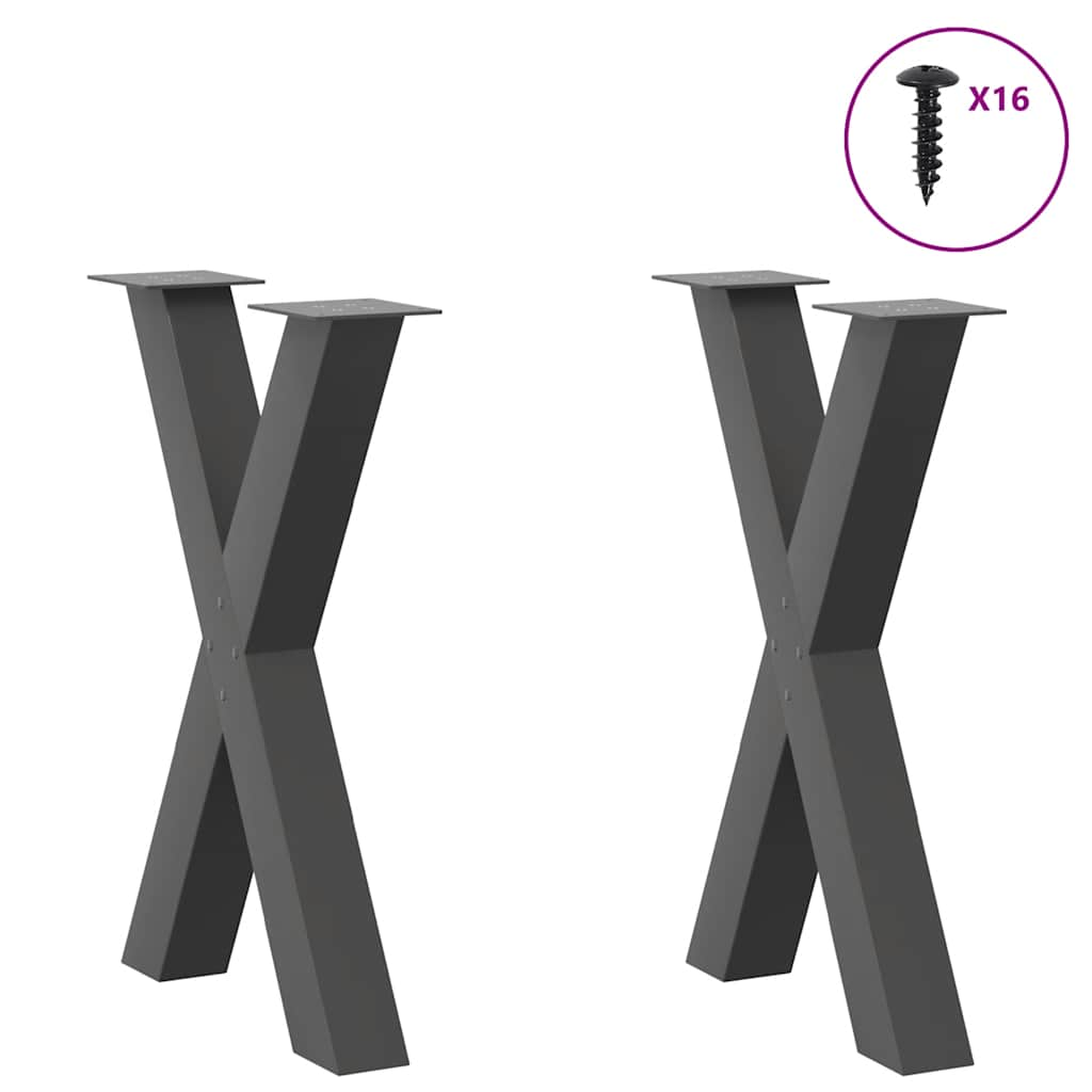 Pieds de table à manger forme de X 2 pcs 50x(72-73) cm acier Pieds de table vidaXL