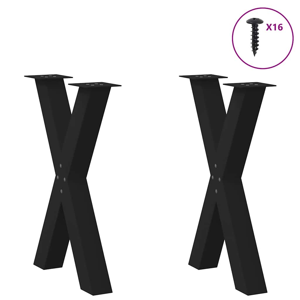 Pieds de table à manger forme de X 2 pcs noir 60x(72-73) cm Pieds de table vidaXL   