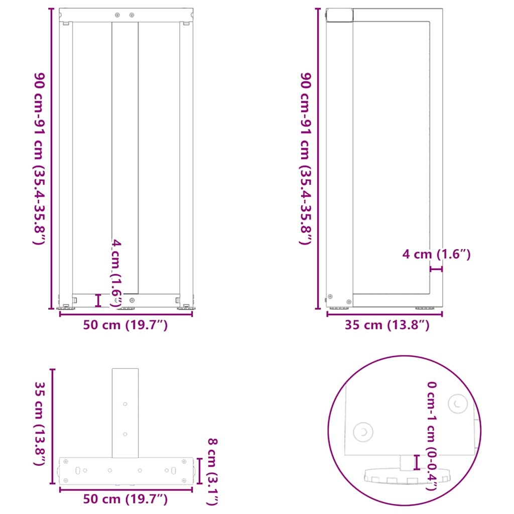 Pieds de table de bar forme de T 2 pcs anthracite acier Pieds de table vidaXL   