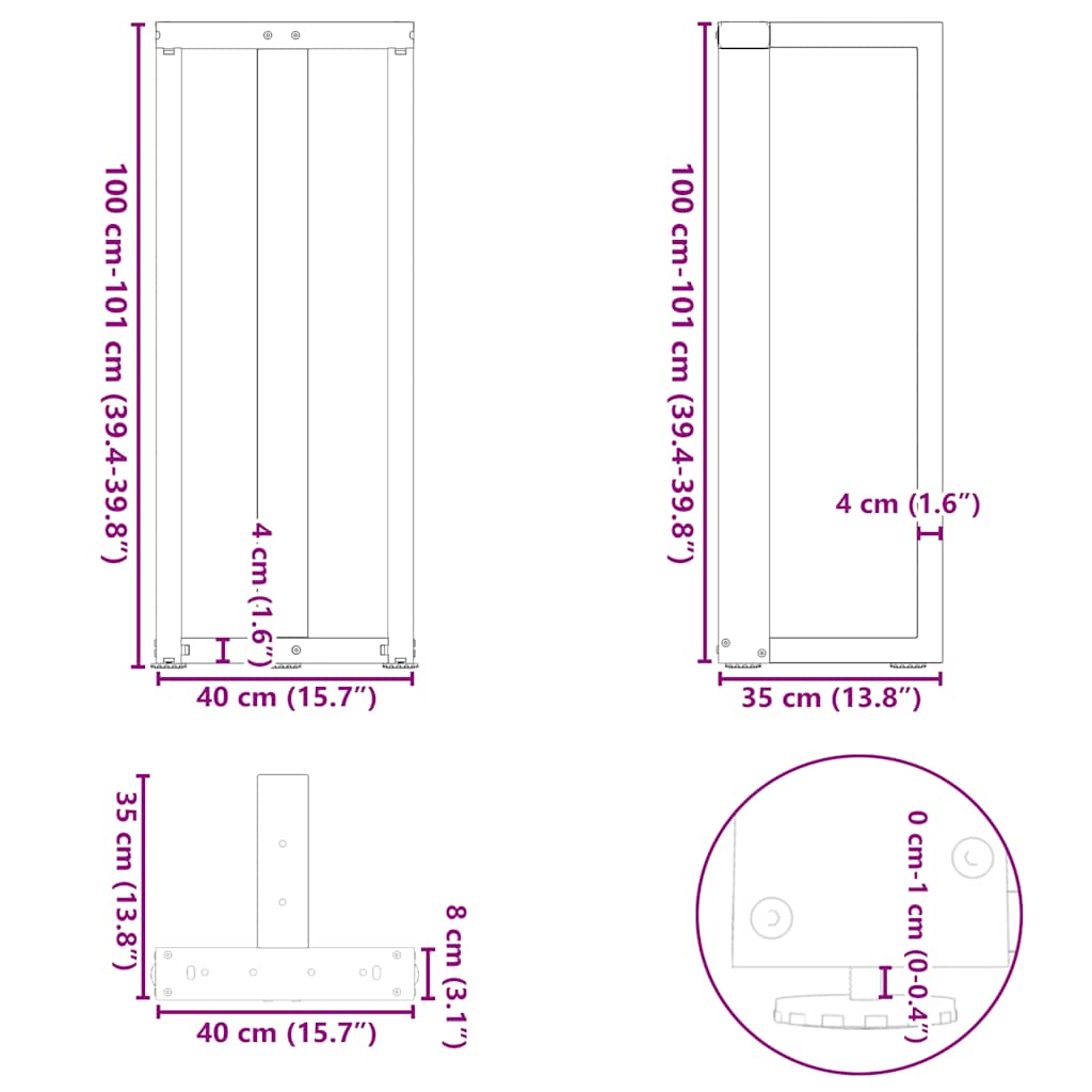 Pieds de table de bar forme de T 2 pcs anthracite acier Pieds de table vidaXL   