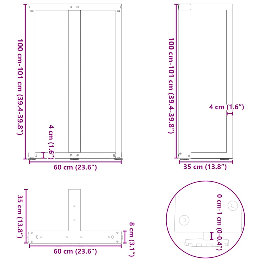 Pieds de table de bar forme de T 2 pcs anthracite acier Pieds de table vidaXL   