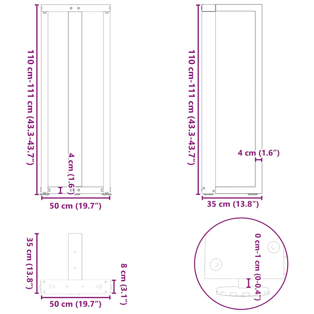 Pieds de table de bar forme de T 2 pcs anthracite acier Pieds de table vidaXL   