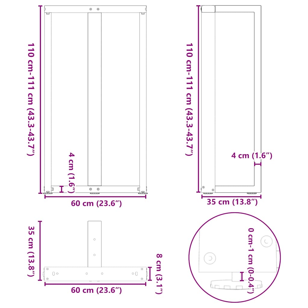 Pieds de table de bar forme de T 2 pcs anthracite acier Pieds de table vidaXL   