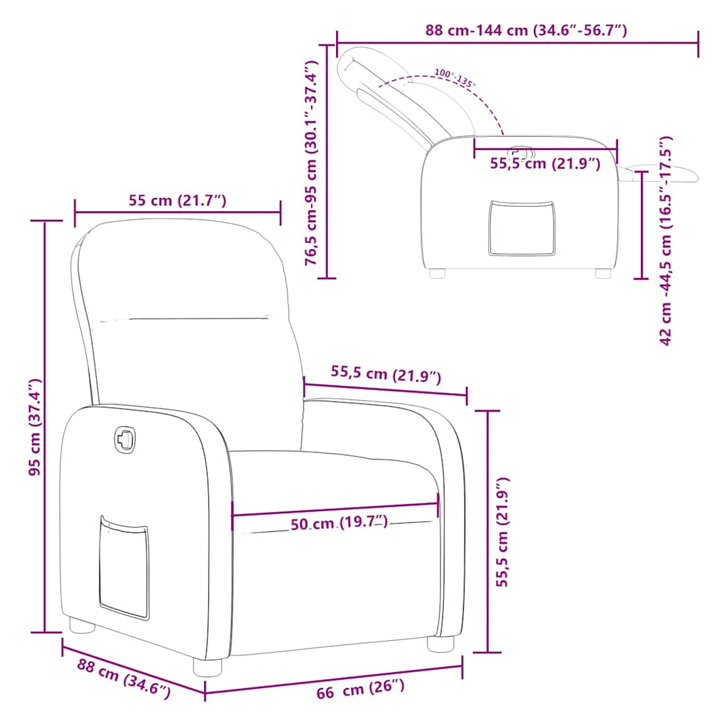 Fauteuil inclinable Gris clair Tissu - Xios Store SNC