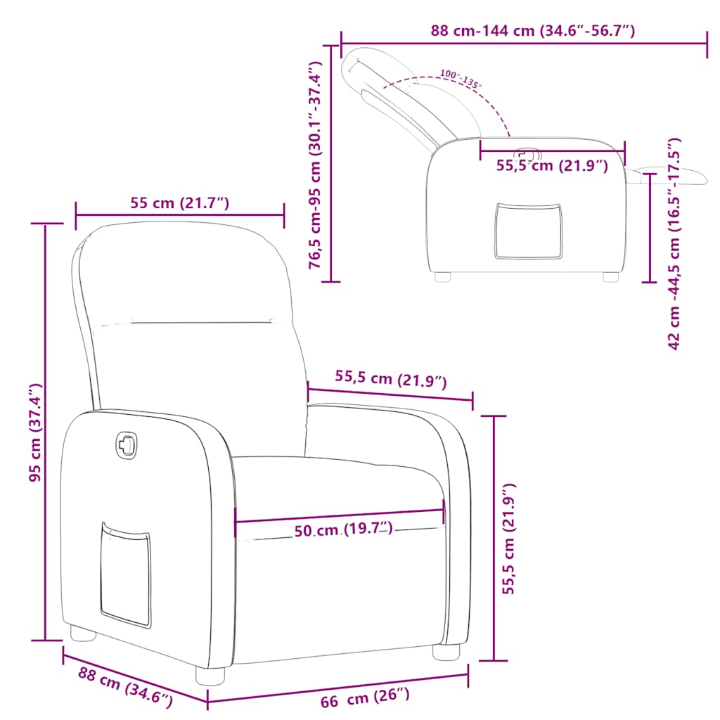 Fauteuil inclinable Marron Tissu - Xios Store SNC