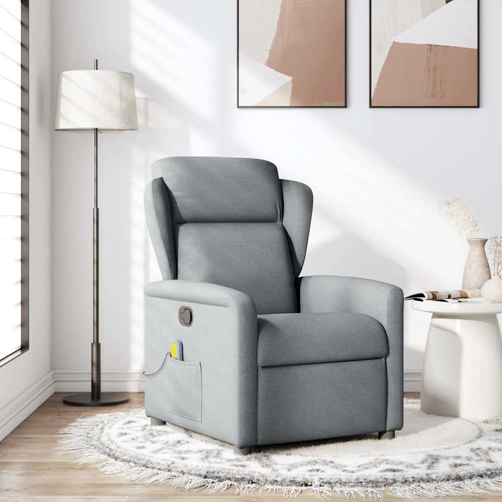 Fauteuil de massage inclinable Gris clair Tissu Fauteuils vidaXL