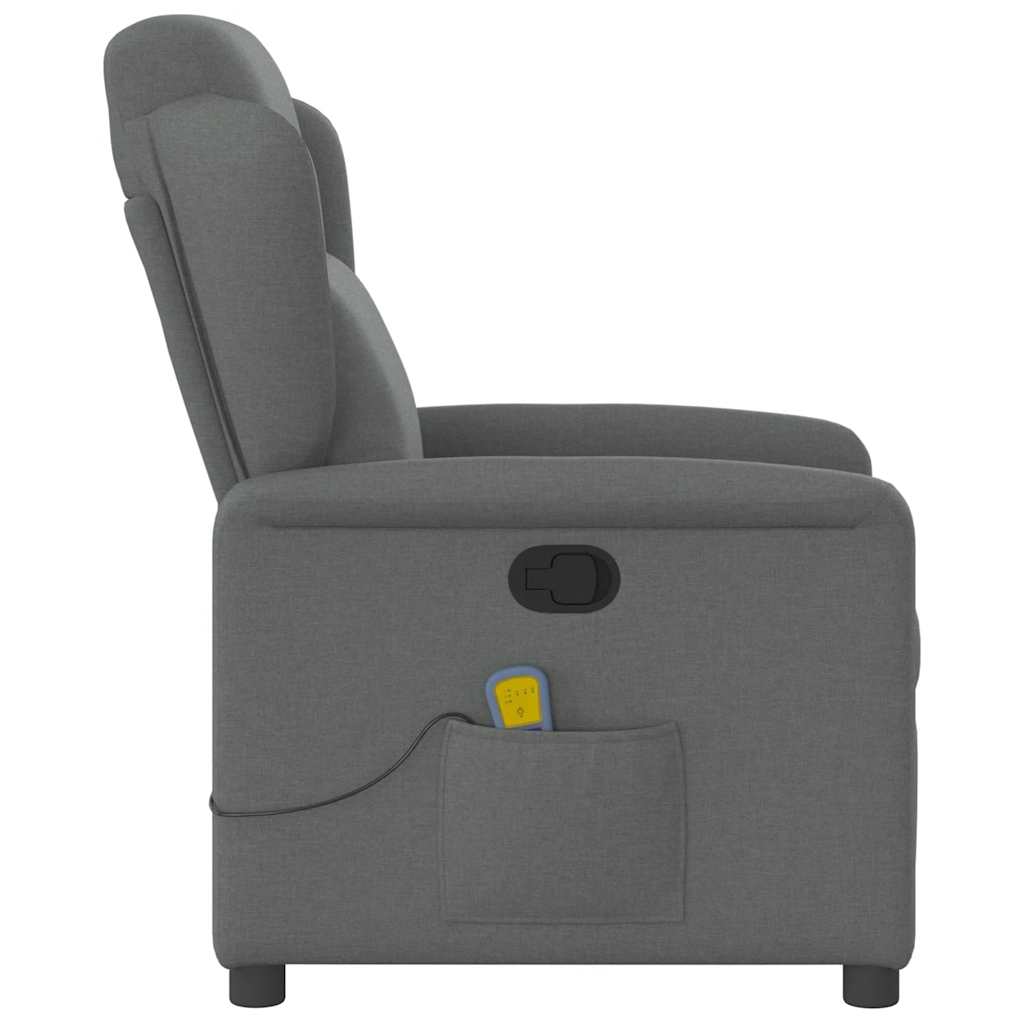 Fauteuil de massage inclinable Gris foncé Tissu Fauteuils vidaXL