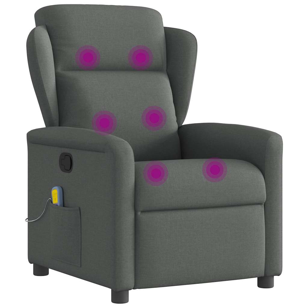 Fauteuil de massage inclinable Gris foncé Tissu Fauteuils vidaXL