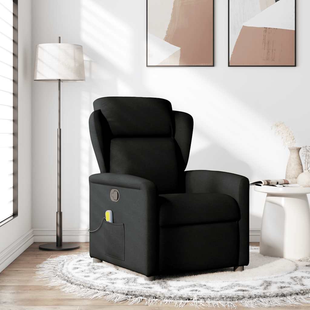 Fauteuil de massage inclinable Noir Tissu Fauteuils vidaXL