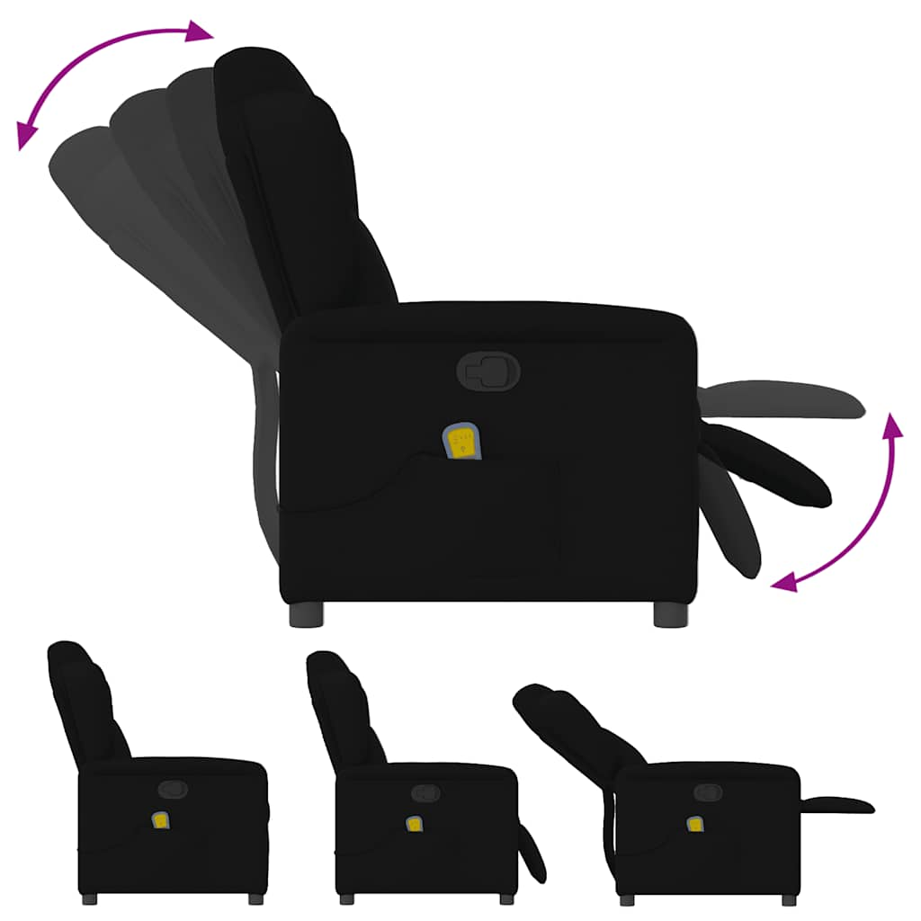 Fauteuil de massage inclinable Noir Tissu Fauteuils vidaXL