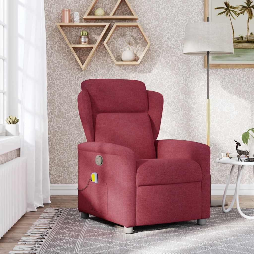 Fauteuil de massage inclinable Rouge bordeaux Tissu Fauteuils vidaXL