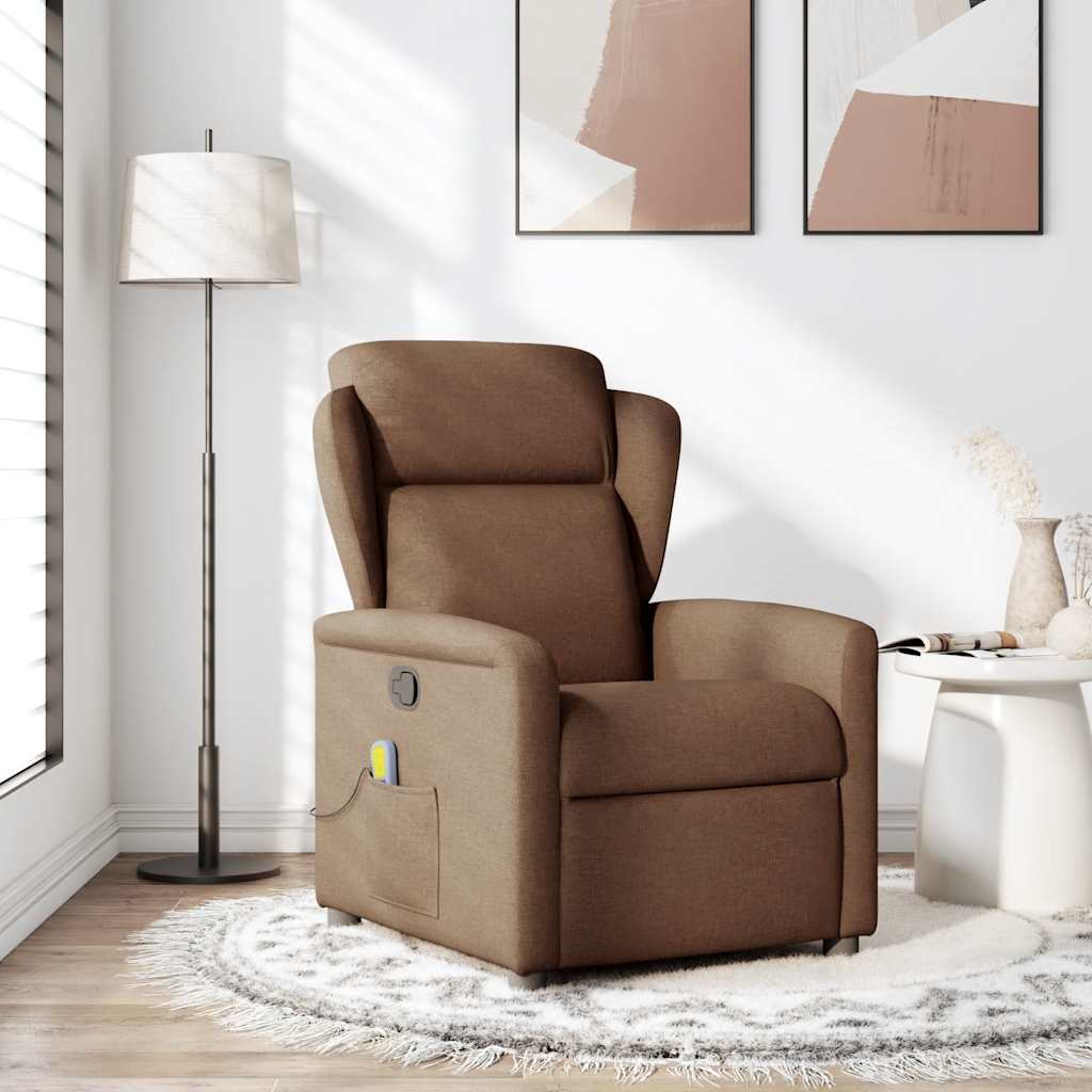 Fauteuil de massage inclinable Marron Tissu Fauteuils vidaXL