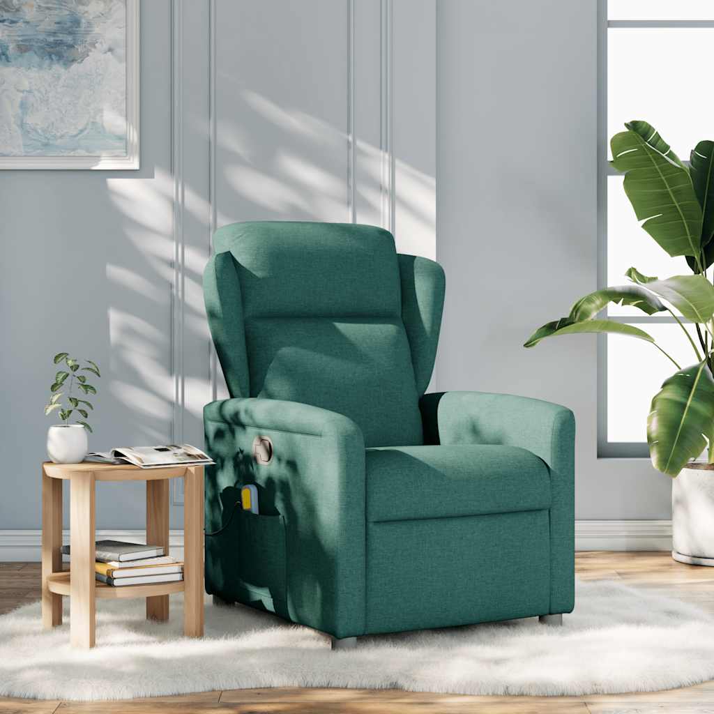 Fauteuil de massage inclinable Vert foncé Tissu Fauteuils vidaXL