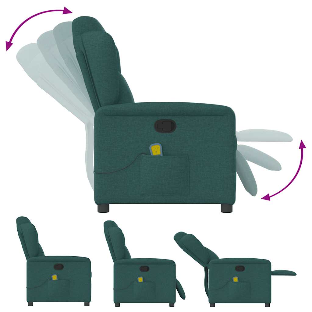 Fauteuil de massage inclinable Vert foncé Tissu Fauteuils vidaXL