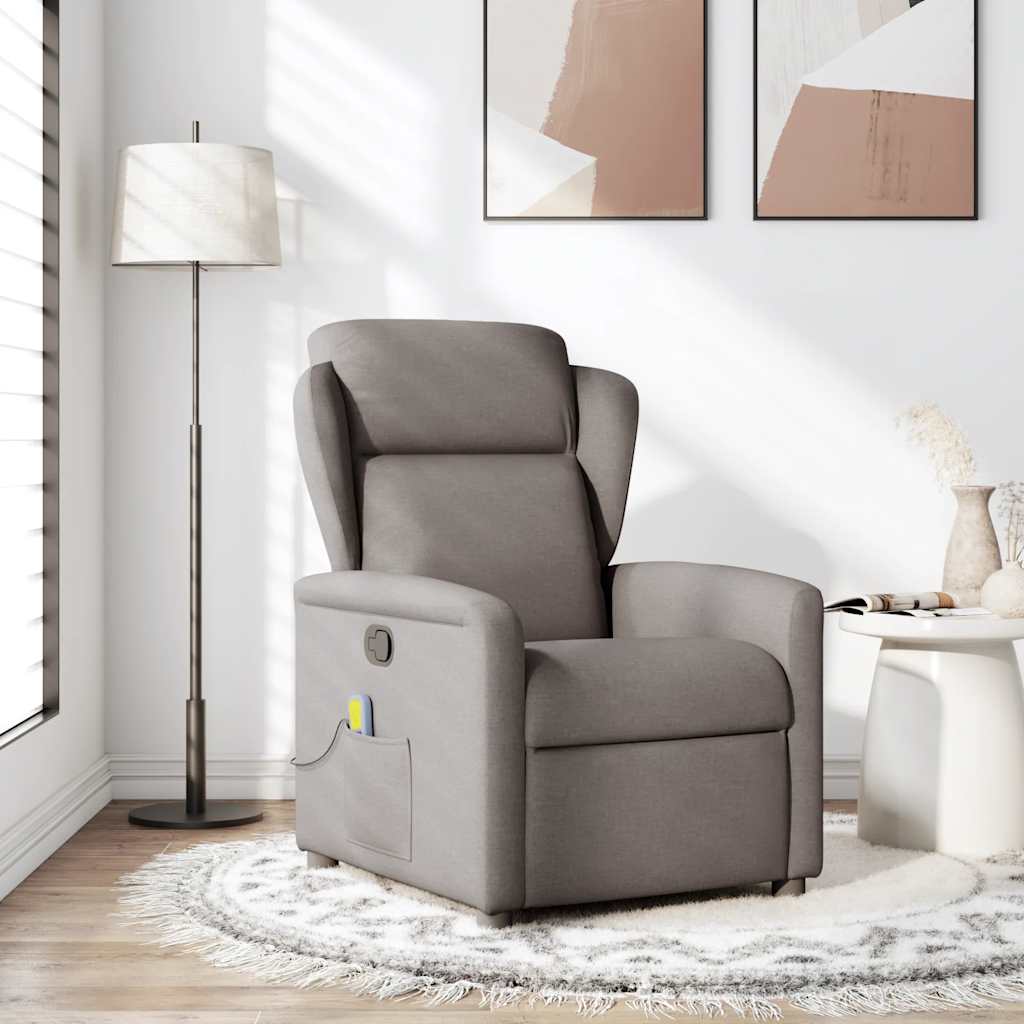 Fauteuil de massage inclinable Taupe Tissu Fauteuils vidaXL