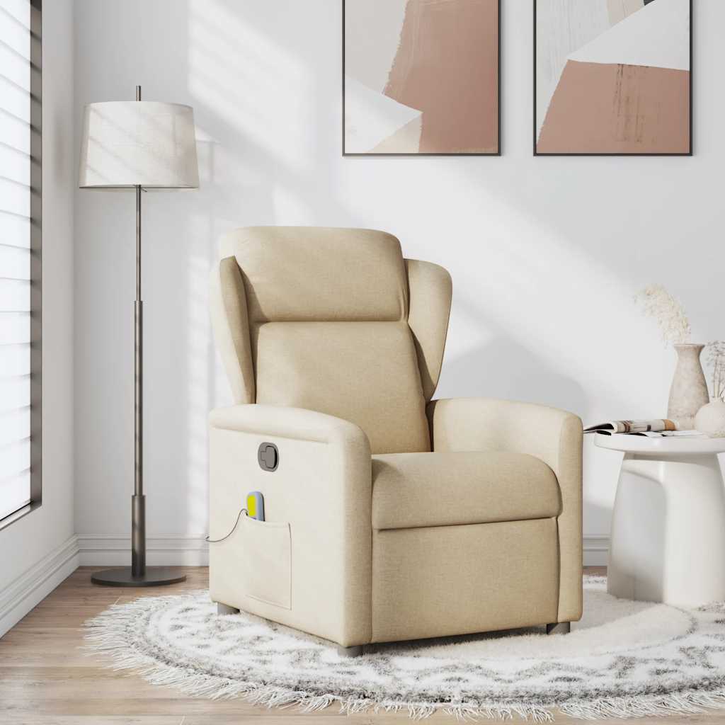 Fauteuil de massage inclinable Crème Tissu Fauteuils vidaXL