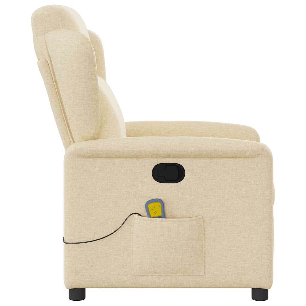 Fauteuil de massage inclinable Crème Tissu Fauteuils vidaXL