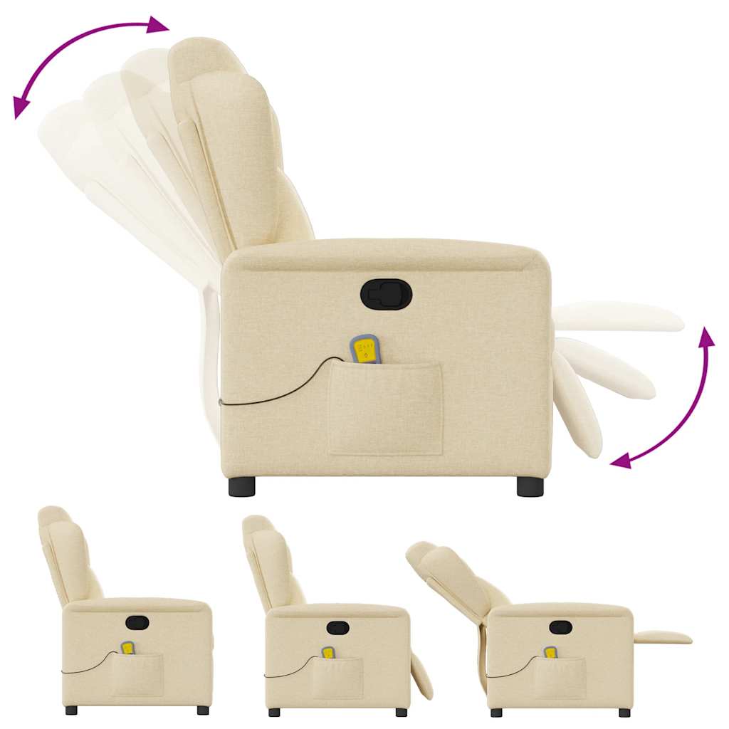 Fauteuil de massage inclinable Crème Tissu Fauteuils vidaXL