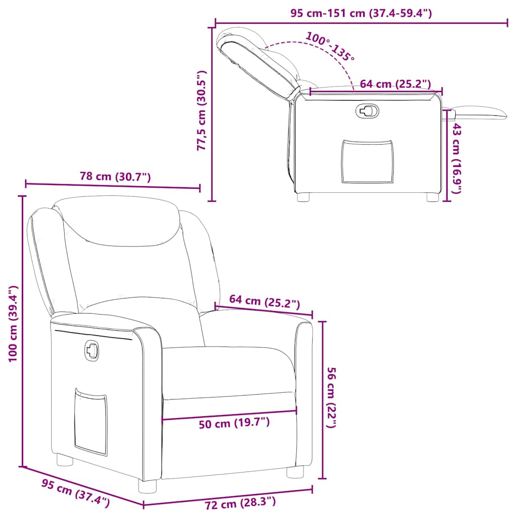 Fauteuil inclinable Gris clair Tissu