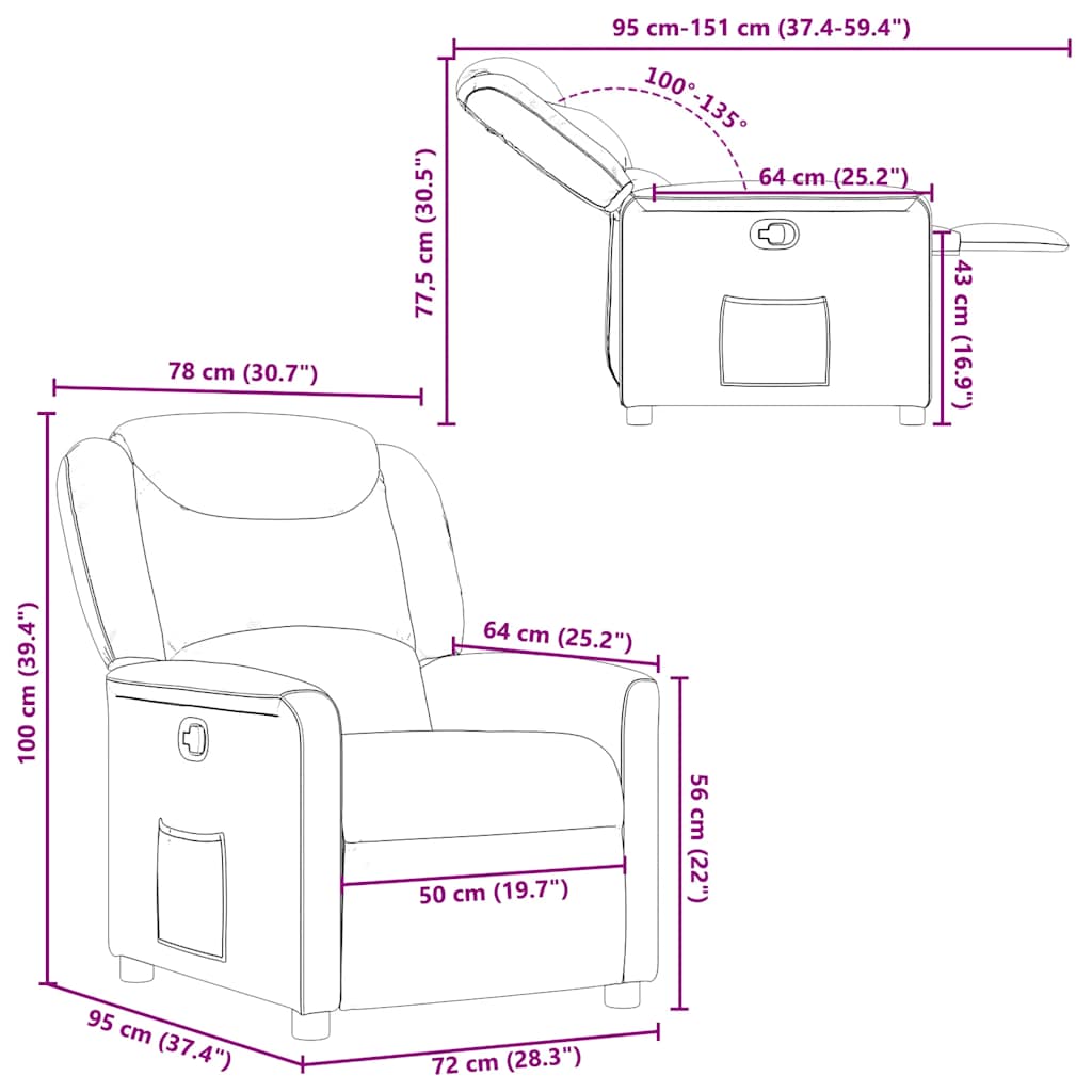 Fauteuil inclinable Gris foncé Tissu