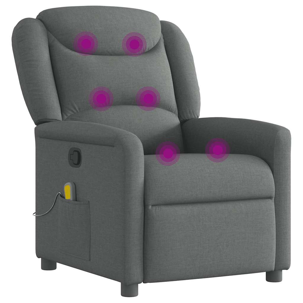 Fauteuil de massage inclinable Gris foncé Tissu