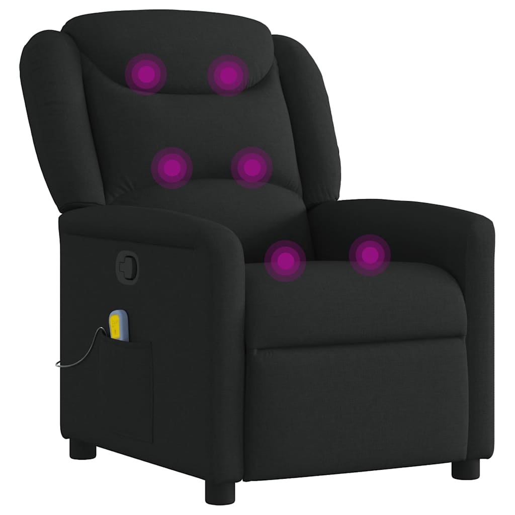 Fauteuil de massage inclinable Noir Tissu