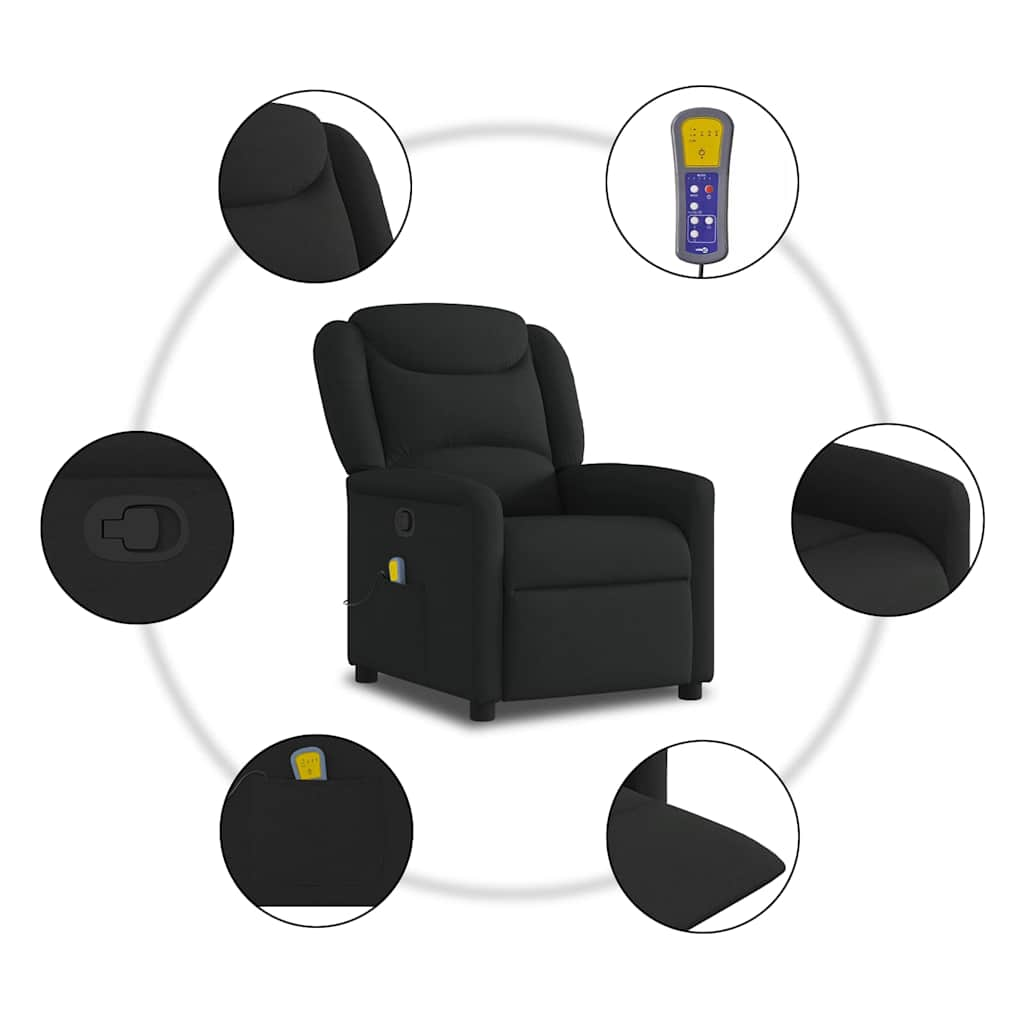 Fauteuil de massage inclinable Noir Tissu