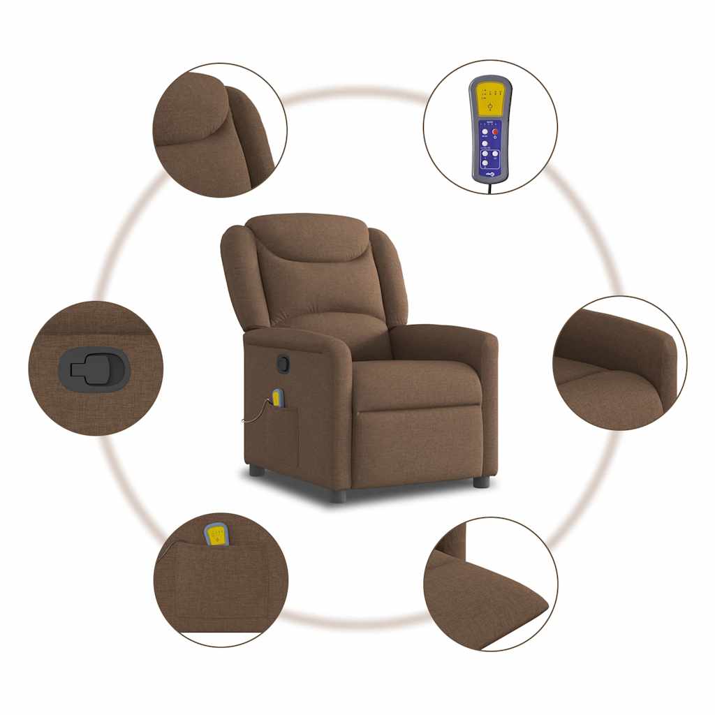 Fauteuil de massage inclinable Marron Tissu