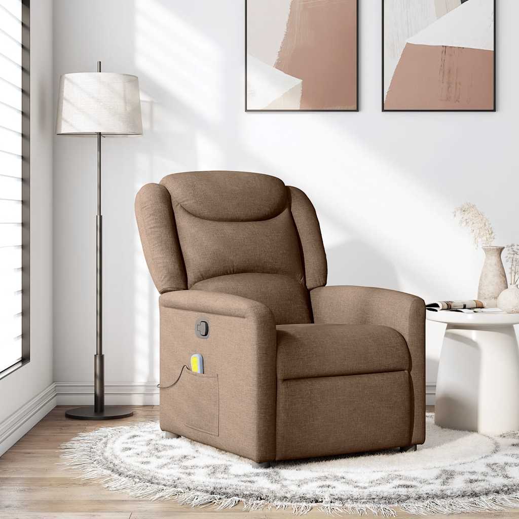 Fauteuil de massage inclinable Marron Tissu