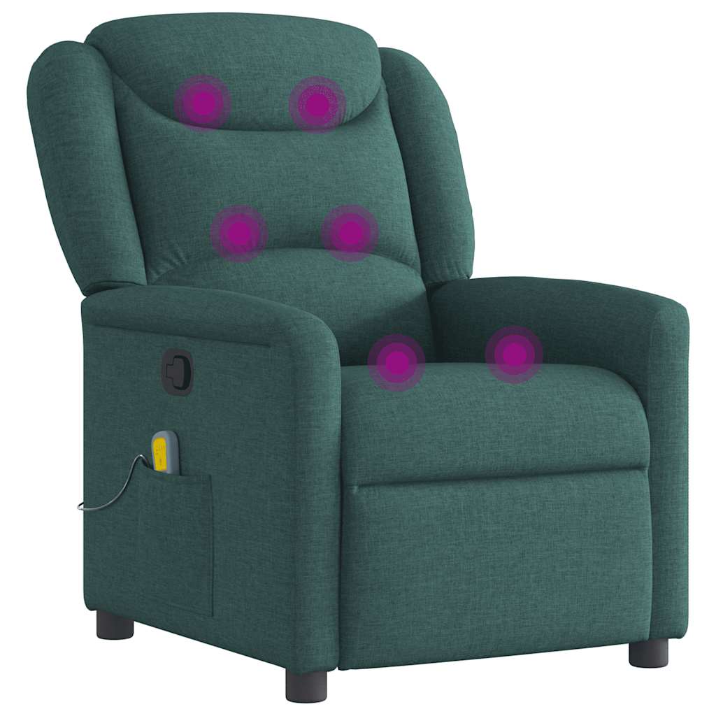 Fauteuil de massage inclinable Vert foncé Tissu