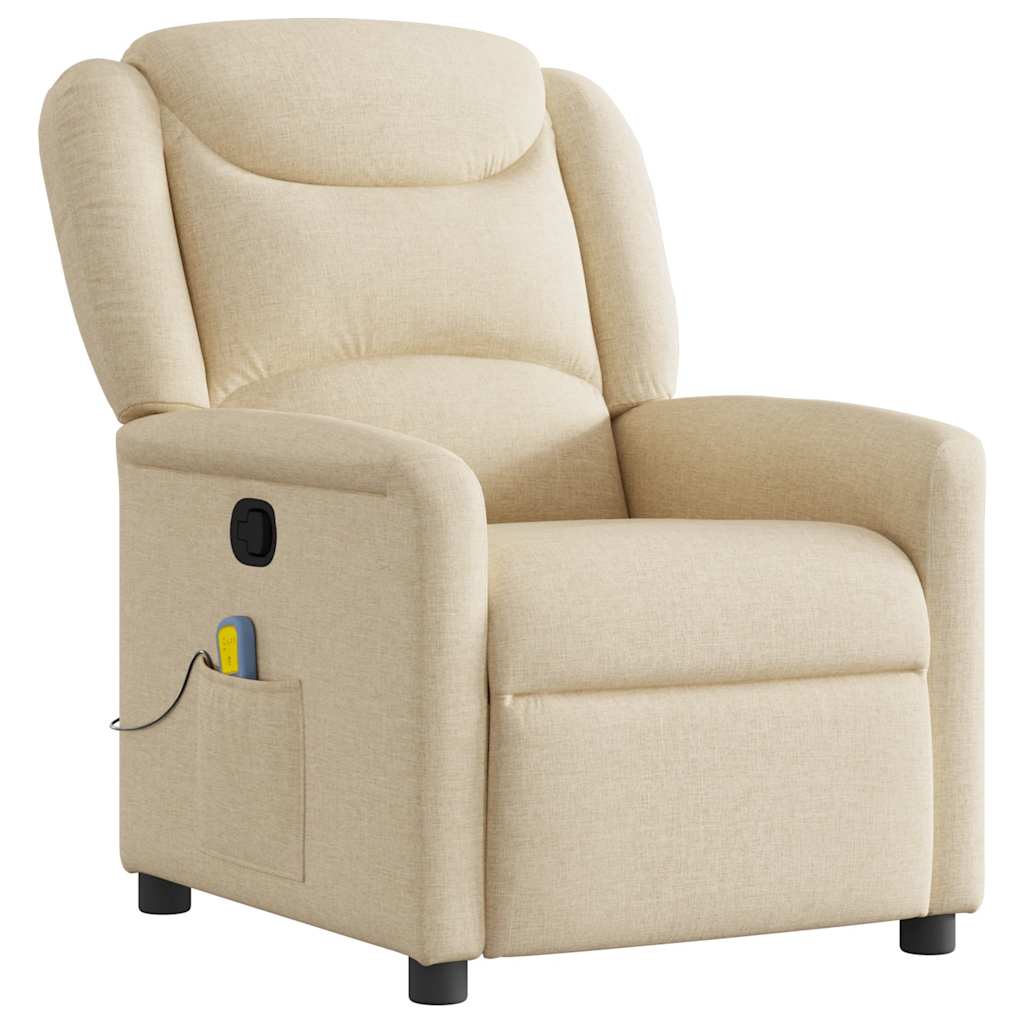 Fauteuil de massage inclinable Crème Tissu