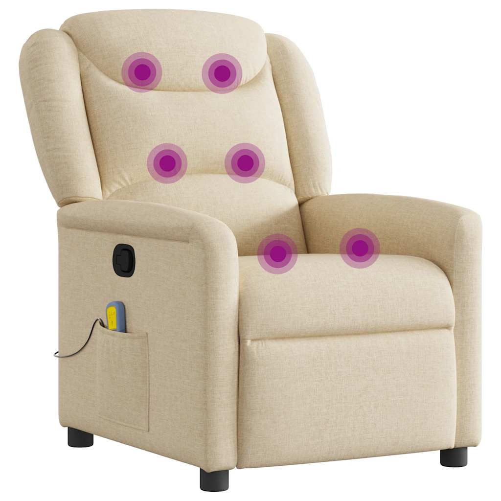 Fauteuil de massage inclinable Crème Tissu