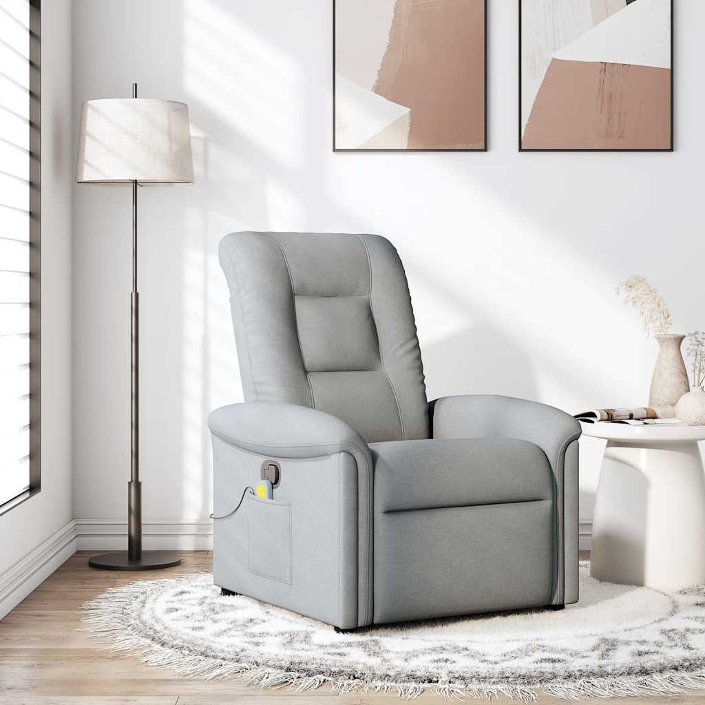 Fauteuil de massage inclinable Gris clair Tissu Fauteuils vidaXL