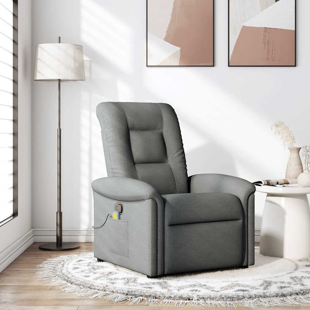 Fauteuil de massage inclinable Gris foncé Tissu Fauteuils vidaXL