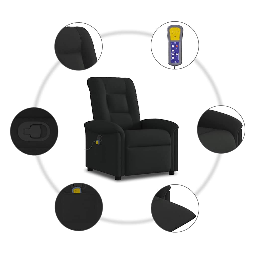 Fauteuil de massage inclinable Noir Tissu Fauteuils vidaXL