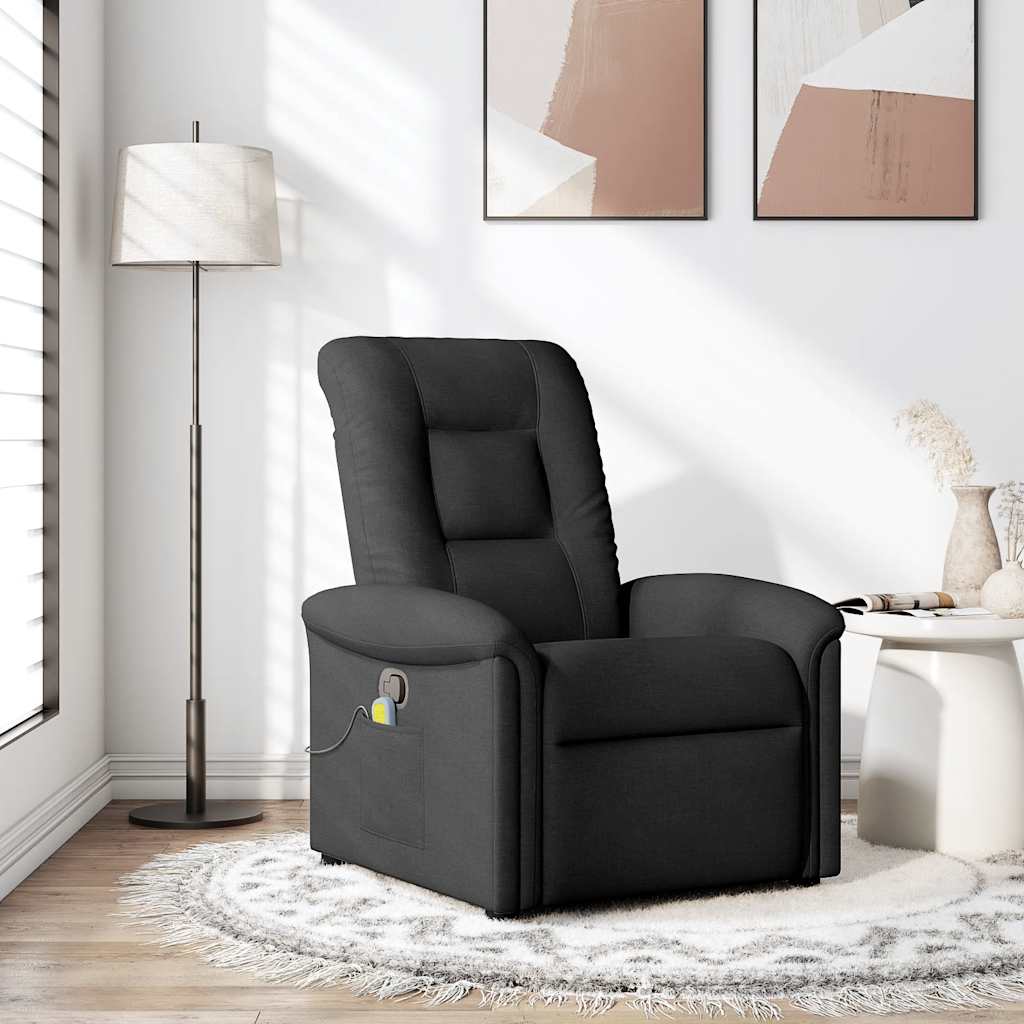 Fauteuil de massage inclinable Noir Tissu Fauteuils vidaXL