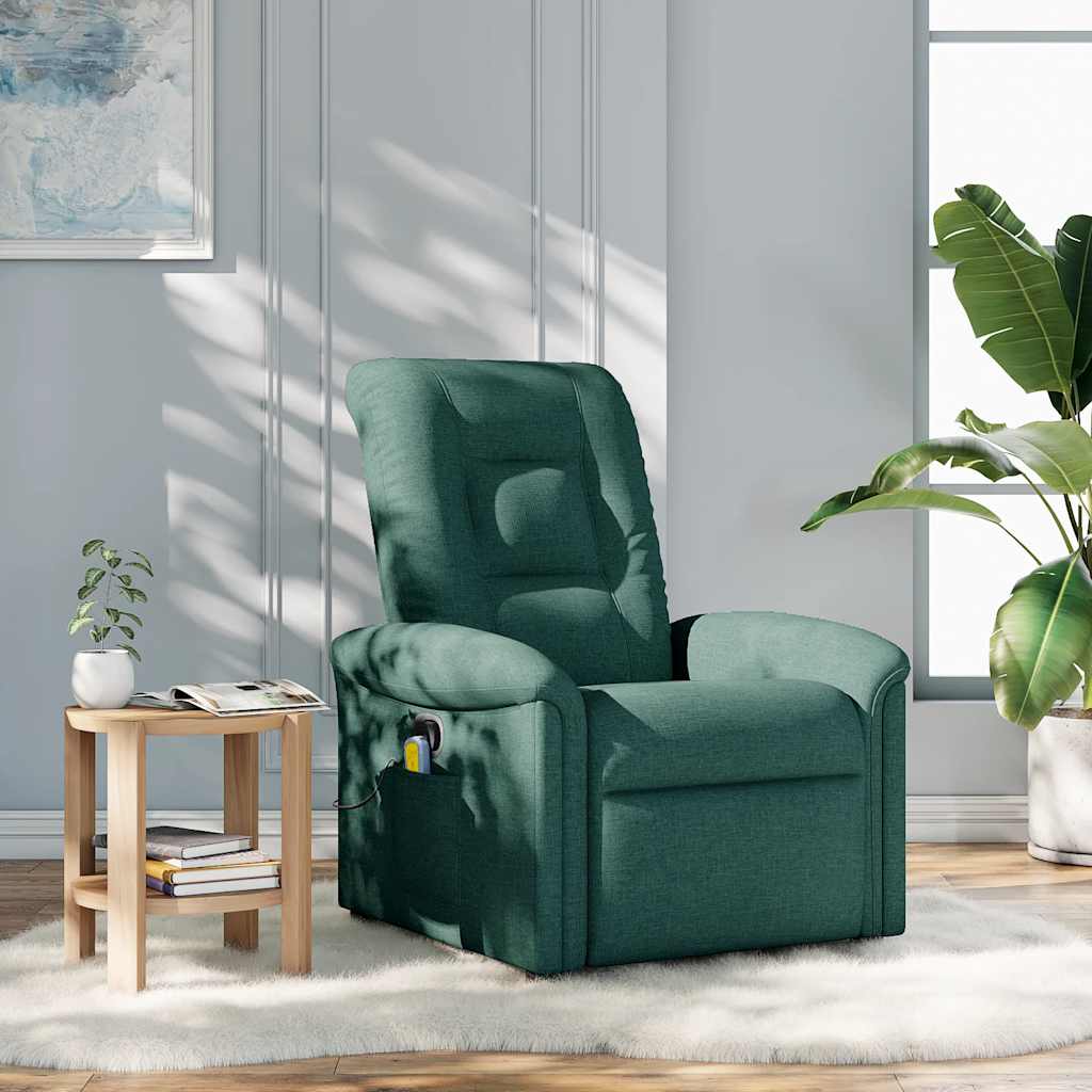 Fauteuil de massage inclinable Vert foncé Tissu Fauteuils vidaXL