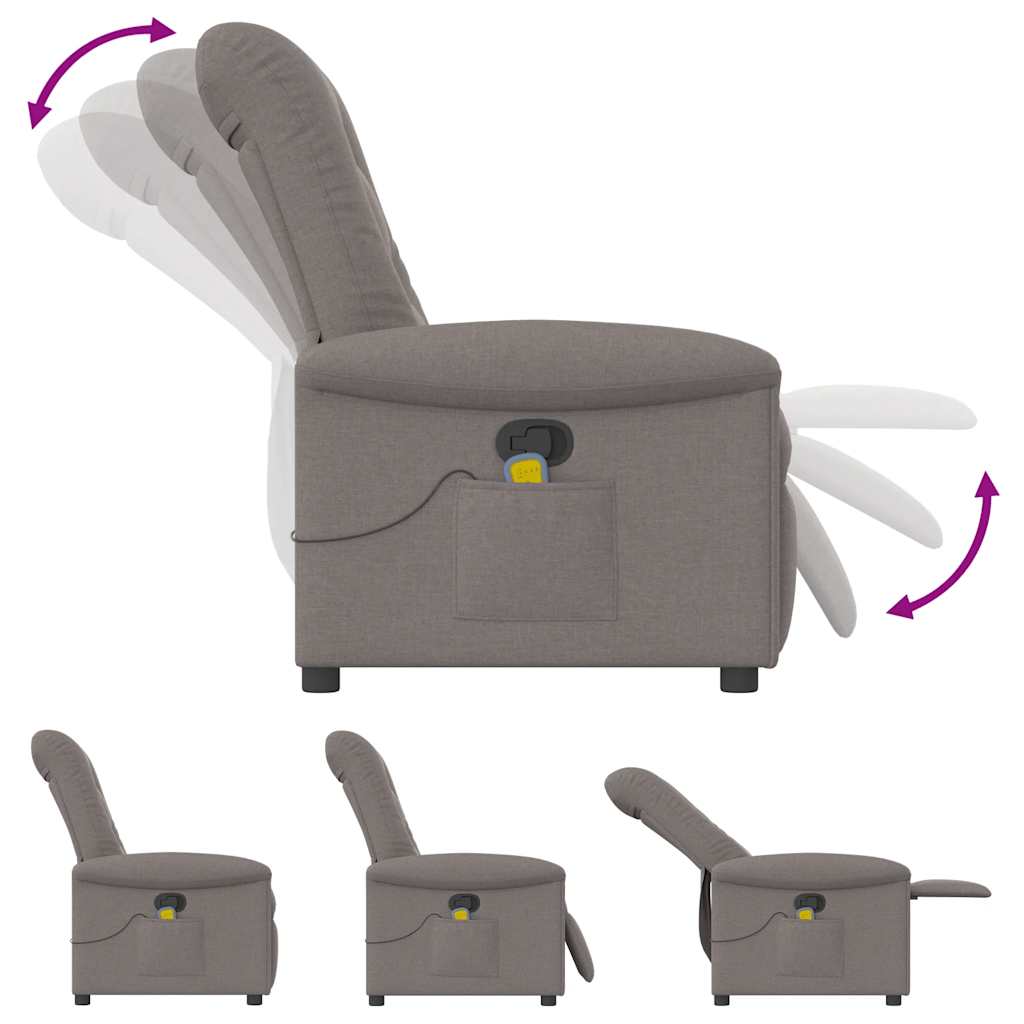 Fauteuil de massage inclinable Taupe Tissu Fauteuils vidaXL