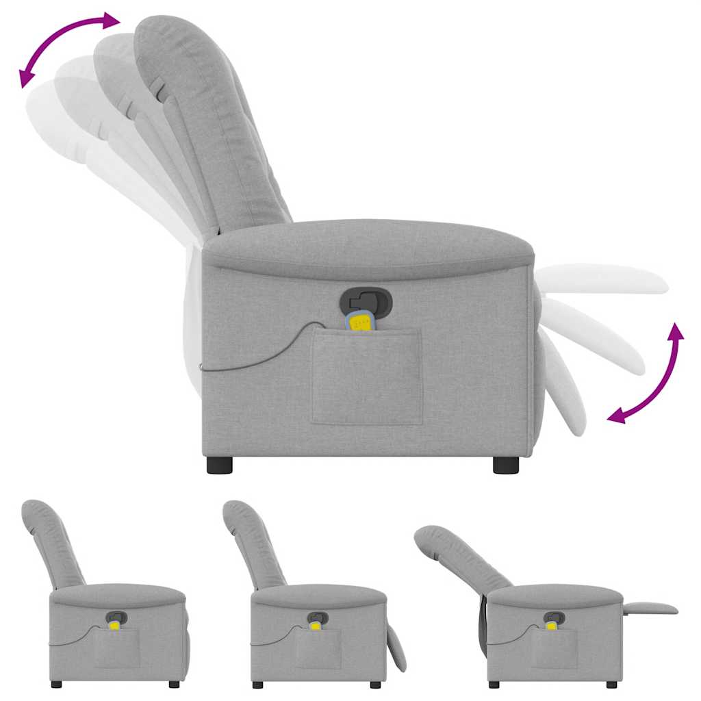 Fauteuil de massage inclinable gris nuage tissu Fauteuils vidaXL