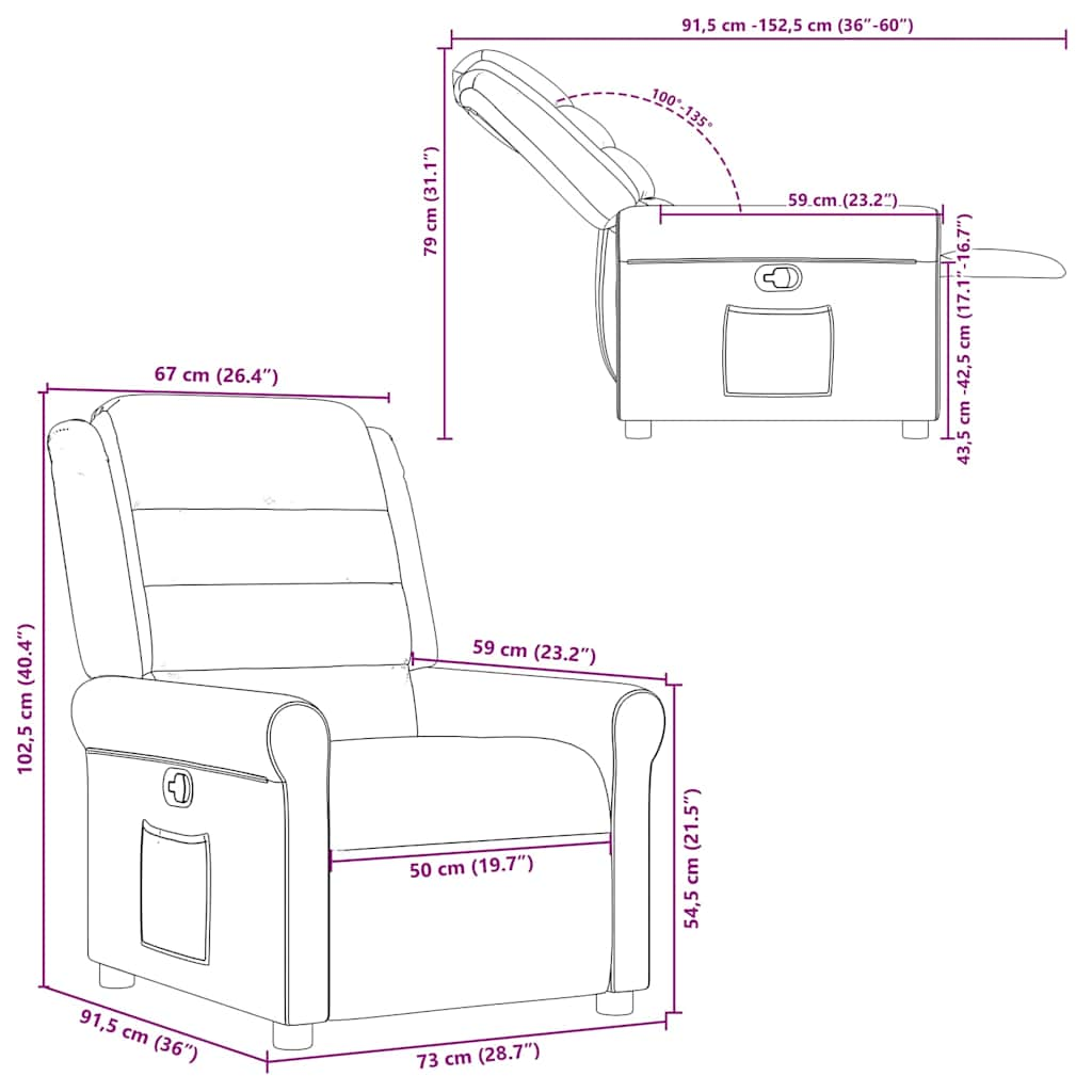 Fauteuil inclinable Gris clair Tissu