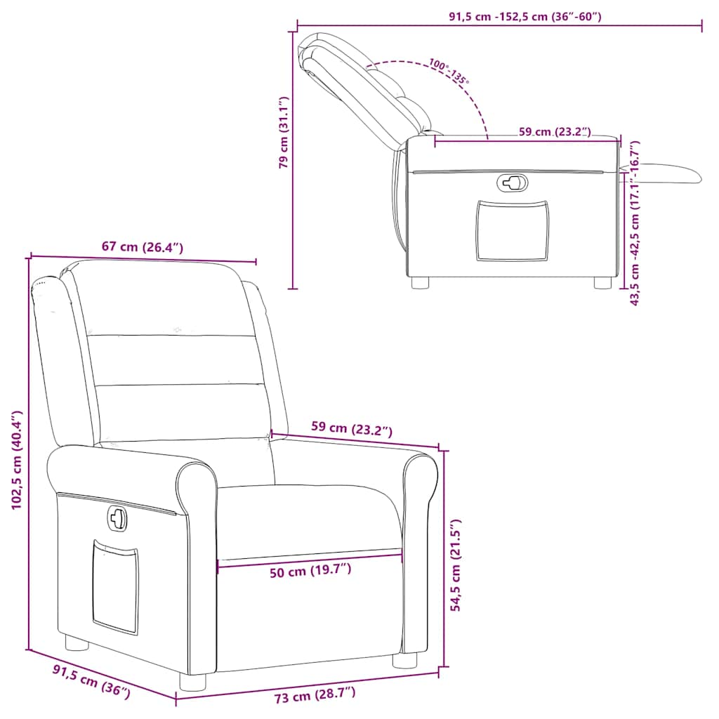 Fauteuil inclinable Gris foncé Tissu