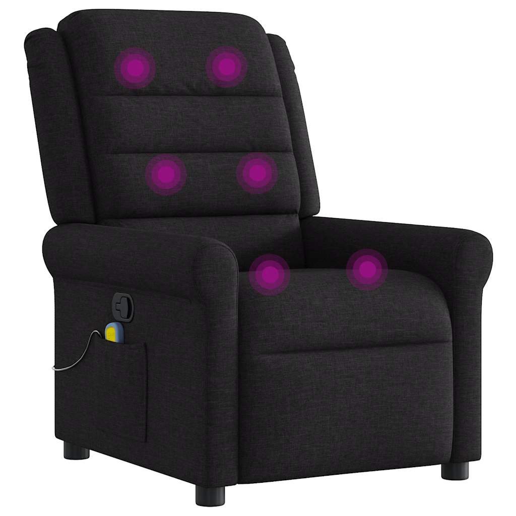 Fauteuil de massage inclinable Noir Tissu