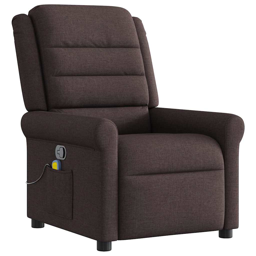 Fauteuil de massage inclinable Marron foncé Tissu Fauteuils vidaXL