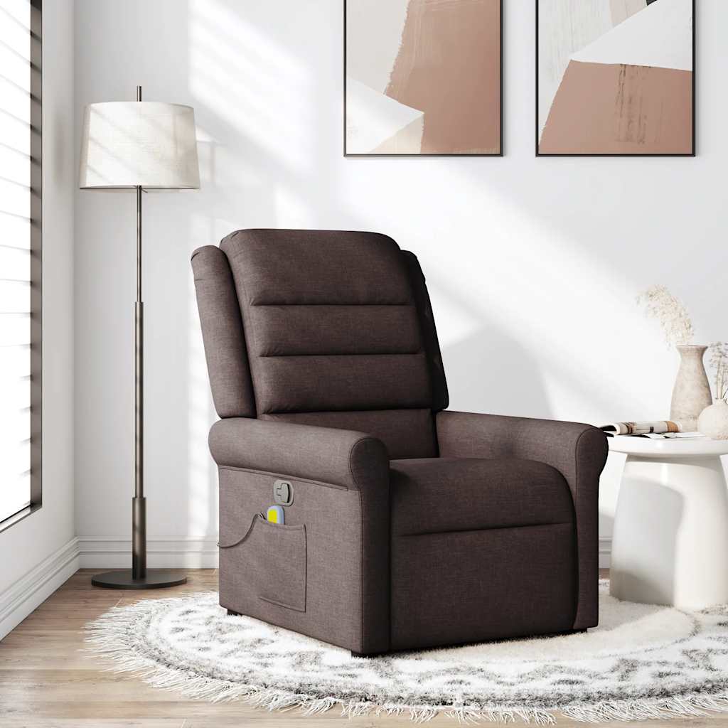 Fauteuil de massage inclinable Marron foncé Tissu Fauteuils vidaXL