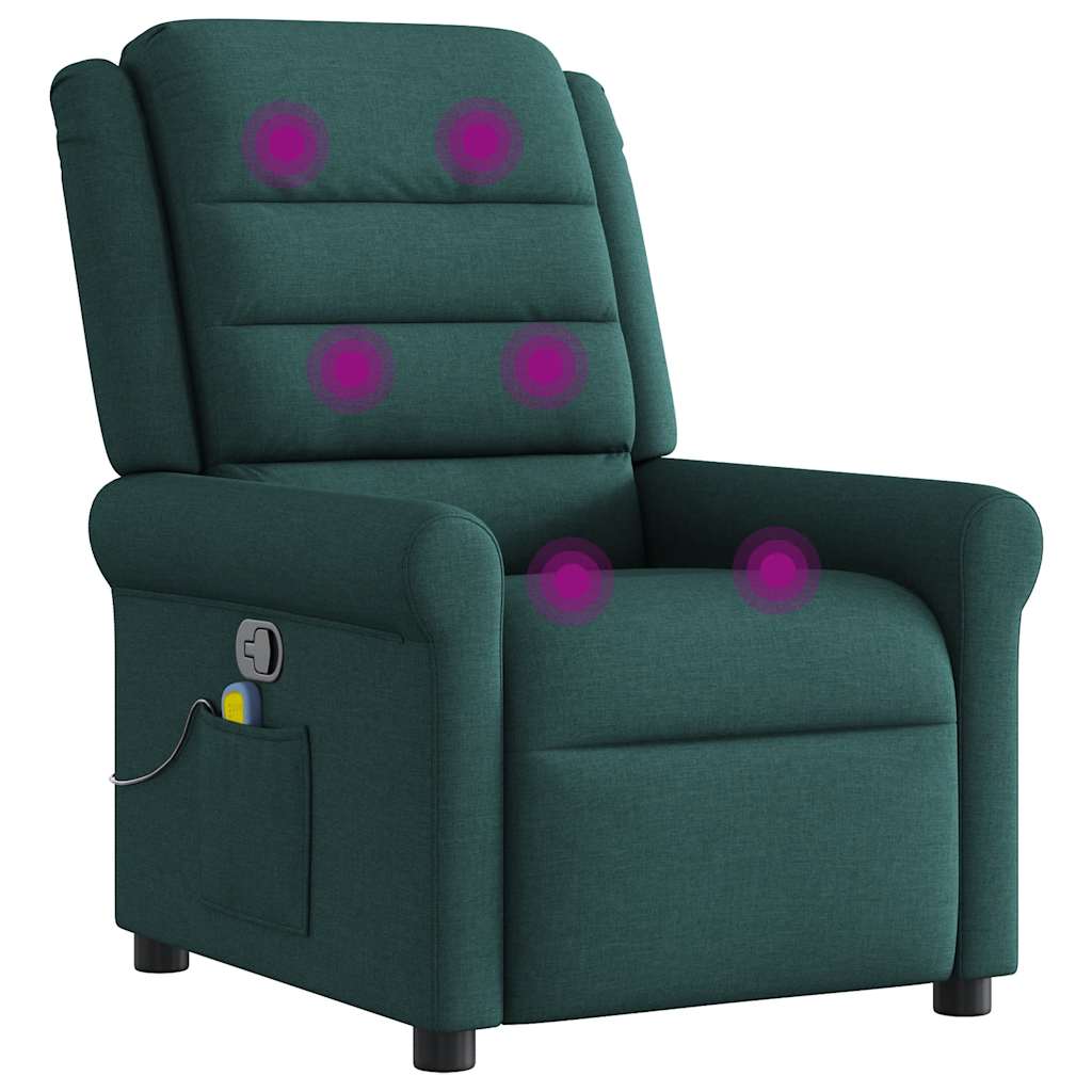 Fauteuil de massage inclinable Vert foncé Tissu