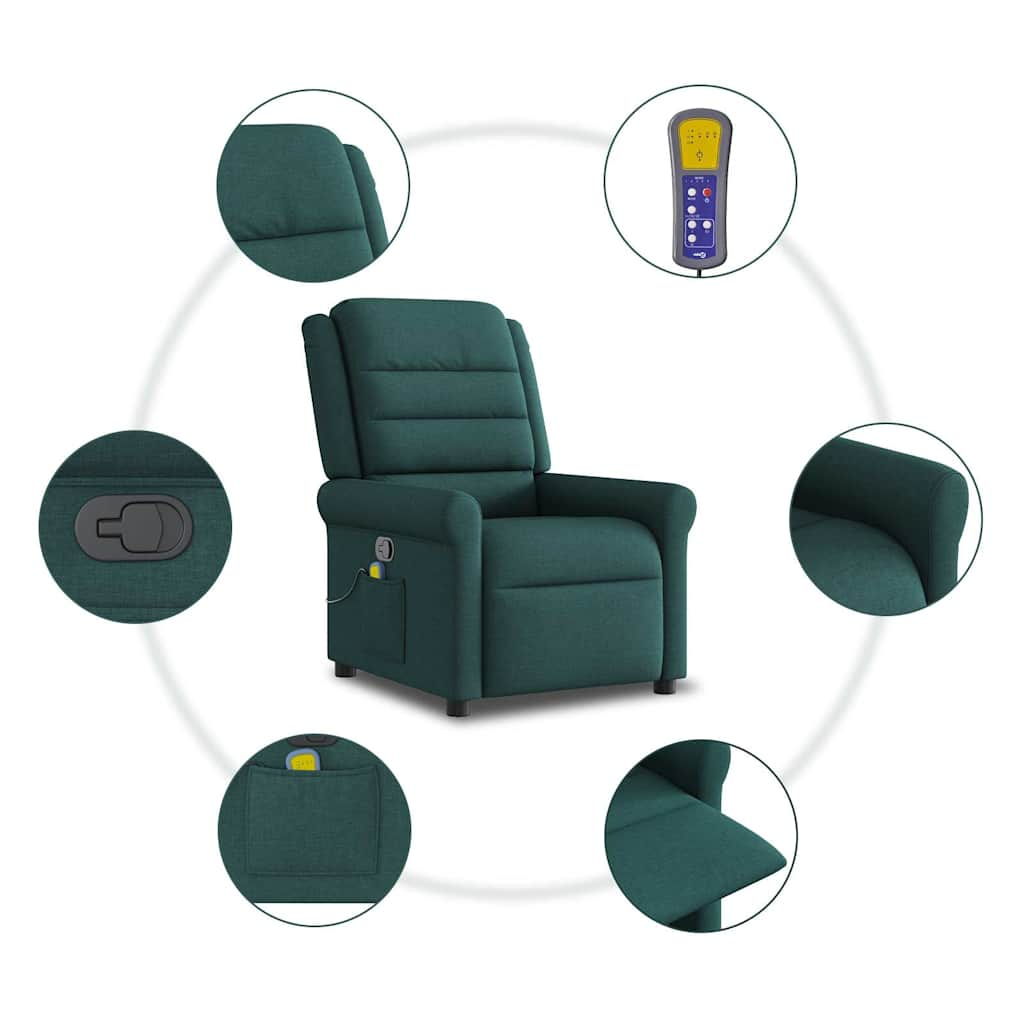 Fauteuil de massage inclinable Vert foncé Tissu