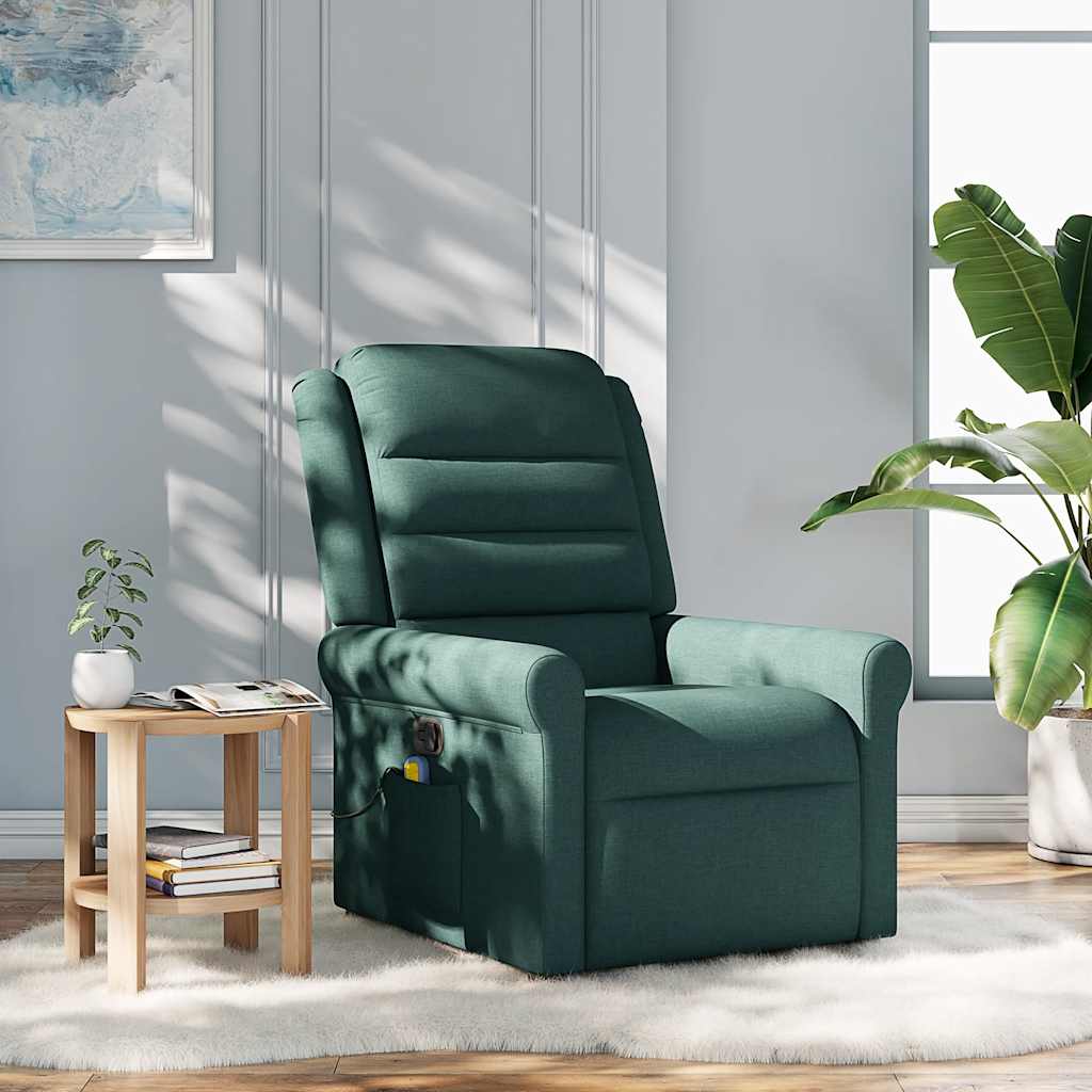 Fauteuil de massage inclinable Vert foncé Tissu